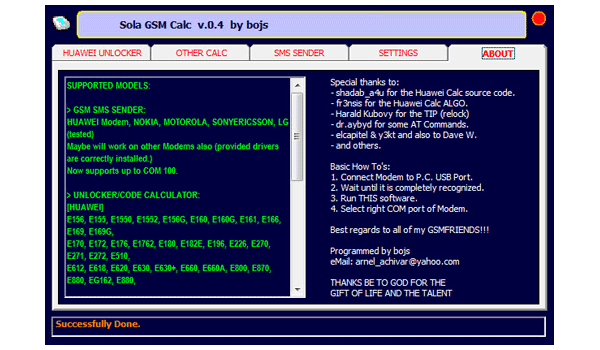 «Sola GSM Calc by Bojs 0.4» \ О программе