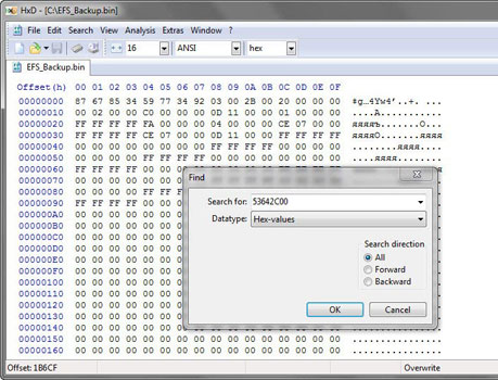 «Hex Editor - HxD 1.7.7.0» \ «Search \ Find»