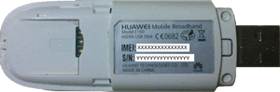 IMEI 3G USB модема Huawei на корпусе изделия