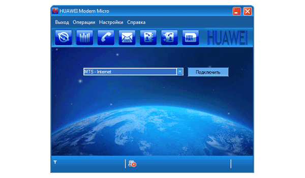 «HUAWEI Modem Micro Option3» \ Окно «Подключение»
