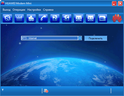 Главное окно софта «HUAWEI Modem Mini Option3 11.300.05.21.443»