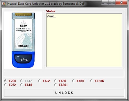 Главное окно программы «Huawei Data Card Unlocker 1.1»