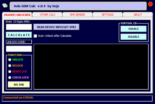 Главное окно программы «Sola GSM Calc by Bojs 0.4»