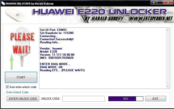 «HUAWEI E220 UNLOCKER 1.4» \ Определение порта подключения