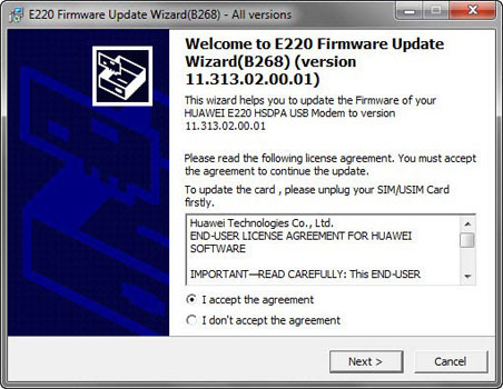 Мастер прошивки модема Huawei (Firmware Update E220 11.313.02.00.01.B268)