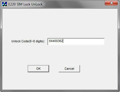 «E220 SIM Lock Unlock 1.0» \ «Unlock Code (6~8 digits):»