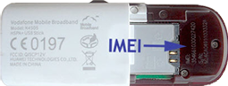 IMEI номер на корпусе 3G USB модема Huawei